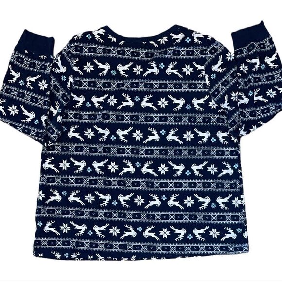 Holiday Time Size 2X (18W-20W) Navy & White Fair Isle Print Long Sleeve Top - Picture 2 of 4